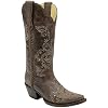 Corral Womens Chocolate Floral Whip Stitch and Studs Snip Toe Cowboy Boots G1129 8.5 BM US