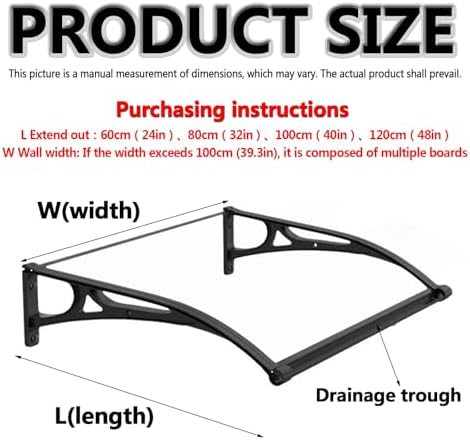 Exterior front door awnings with Aluminum Bracket,awning for door entrance,Overhang awning for windows,polycarbonate awning & canopies,door awnings exterior rain snow,with rain gutters,UV Protection (