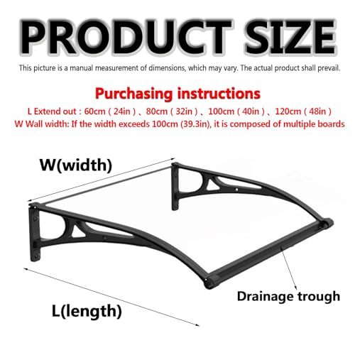 Exterior front door awnings with Aluminum Bracket,awning for door entrance,Overhang awning for windows,polycarbonate awning & canopies,door awnings exterior rain snow,with rain gutters,UV Protection (
