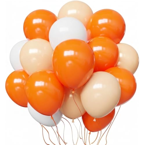 Image of YMSZ Orange Balloons, 100pcs 12Inch Orange and White Balloons