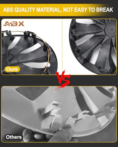 Image of ABX Hubcap Wheel Covers Hub Caps 17 Inch Set of 4 Black & Silver Universal Wheel Rim Cover R17 Stylish Car Decor Wheel Covers for Toyota Camry Nissan Mazda