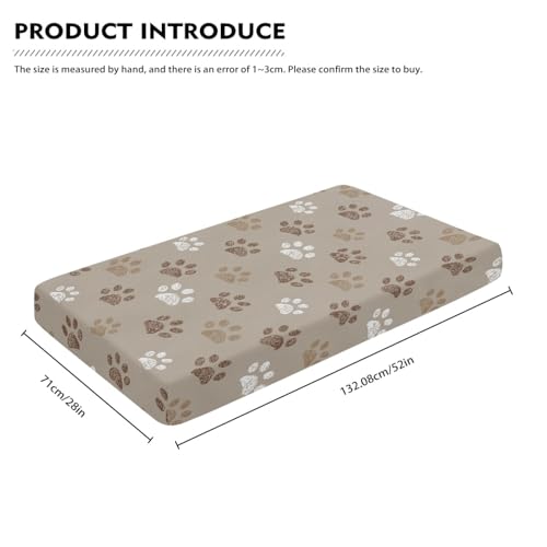 Image of Brown Dog Paws Baby Crib Sheets for Boys Girls Paw Fitted Crib Sheet for Standard Crib and Toddler Mattress Cute Baby Mattress Sheets Toddler Bed Sheet 52x28x8 in