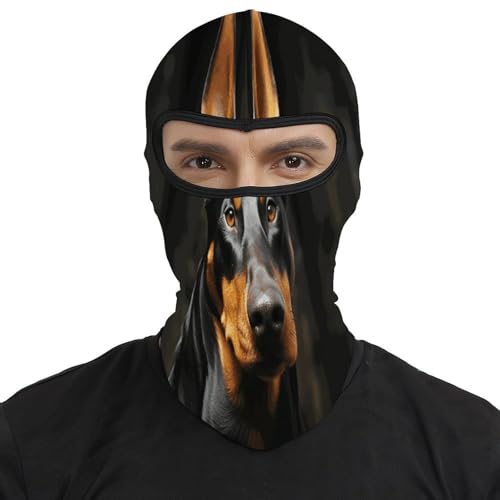 Máscara de esquí para hombres y mujeres con estampado Doberman, balaclava térmica, máscara facial para frío, equipo de motocicleta, máscara de invierno para mujeres y hombres miniatura 2