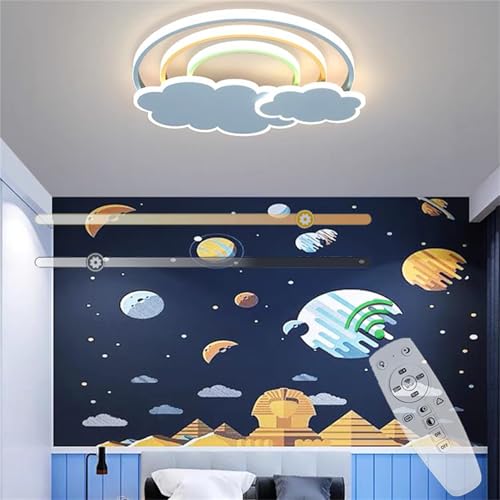 Plafonnier LED bleu dimmable avec télécommande pour éclairage de chambre