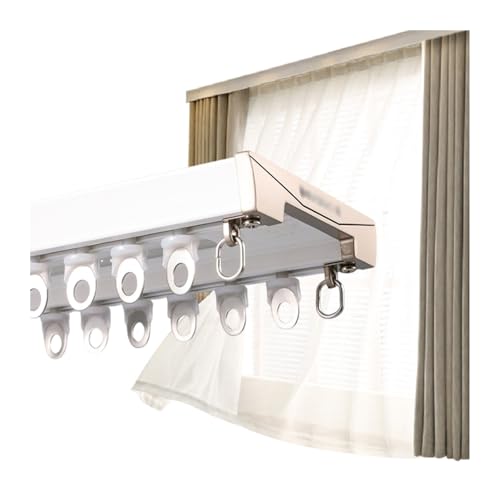 Pesadas Riel Cortinas Doble - Juego De Rieles De Cortina De Aleación De Aluminio - Barra De Cortina Divisoria - Montaje En Techo, Para Cortinas(White,400cm/4 * 100cm)