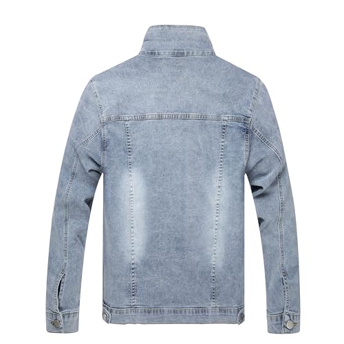LZLER Mens Denim Jacket Stretchy Slim Fit Long Sleeve Jean Jacket for Men2