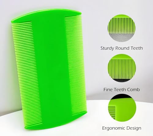 Yumflan Pente de pulgas, pentes de pulgas para cães, pentes de cuidados com dentes finos de dupla fa