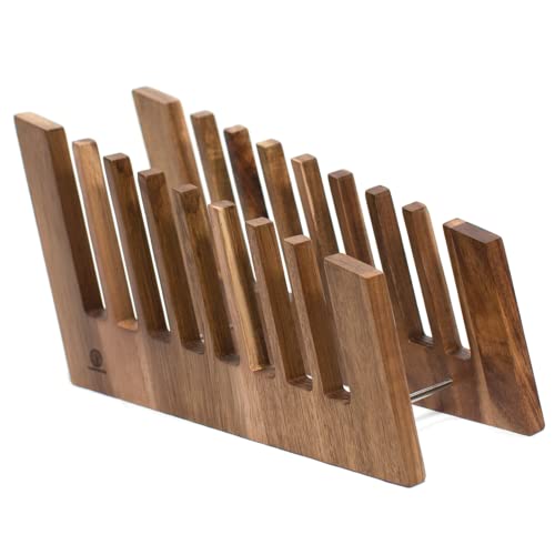 Workwood File Folder Desk Organizer | Vertical Laptop Stand & Holder For Macbook Pro & Ipad | Incline Mail & Letter Sorter For Desktop Storage | Fits Multiple Devices | Acacia Wood #TOP2