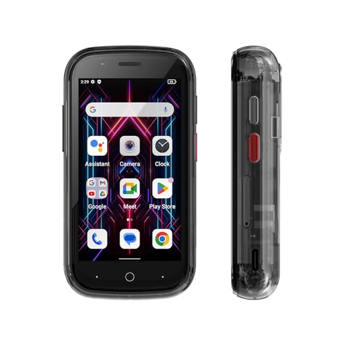 Image of Unihertz Jelly Star Mini Smartphone 3 Inch Smallest Tiny 4G Cell Phone Android 13 Transparent Design LED Light NFC OTG 8GB RAM 256GB ROM (Black) Compatible with T-Mobile and Verizon only