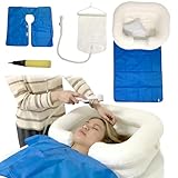 Bedside Shower System, Overhead Shower with Water Bag 2.1 Gallons, Inflatable Shampoo Basin Kit for Disabled and Elderly Bed Easy & Safe Bathing & Shampooing (Set of 6)