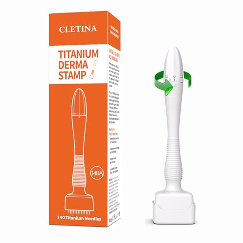 CLETINA 140 Titanium Derma Stamp - Professional Microneedling Pen - Derma Beauty Pen - Derma Roller Alternative - Derma Microneedle Pen for Men Women Home Use