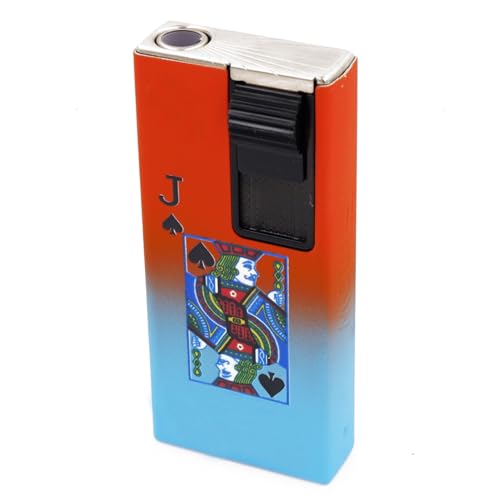 Image of Windproof Jet Flame Refillable Slide Button Cigarette Lighter Pocket Lighter (Orange-Blue)