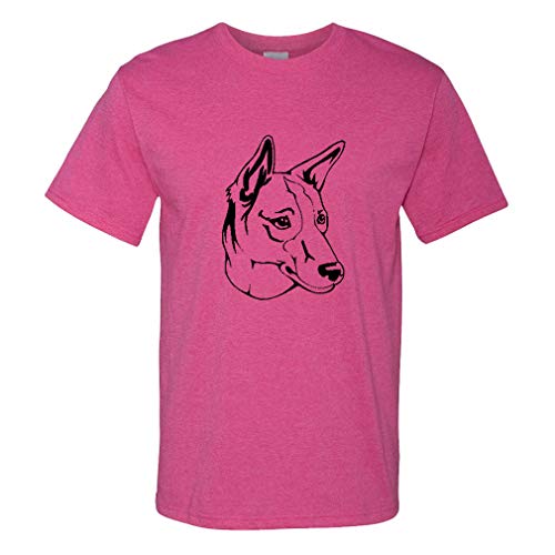 Custom Funny Graphic T Shirts for Men Portuguese Podengo Head Black Cotton Top Hot Pink Design Only X Large