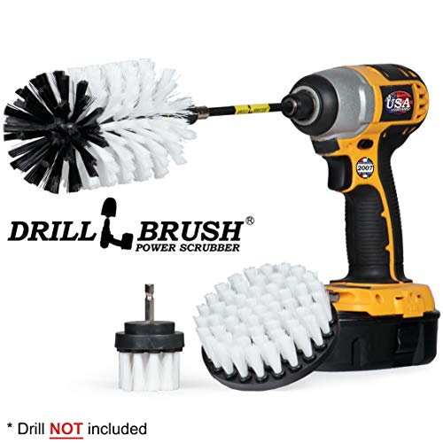Drill Brush Power Scrubber By Useful Products – Drillbrush Soft White Automotive Cleaning Kit With Extended Reach Attachment – Drill Bit Extension Carpet Cleaner Solution – Car Interior Brush Set #TOP3