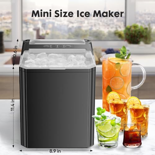 Sweetcrispy Countertop Ice Maker, Portable Ice Machine Self-Cleaning, 9 Cubes in 6 Mins, 26 lbs/24Hrs, 2 Sizes of Bullet Ice for Home Party Office