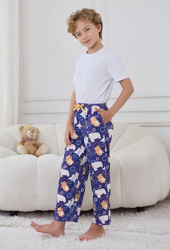 Boys Cartoon Pajama Pants 3 Pack Soft Sleep Pants, Elastic Waist Drawstring Pj Bottoms for Boys with Pockets2