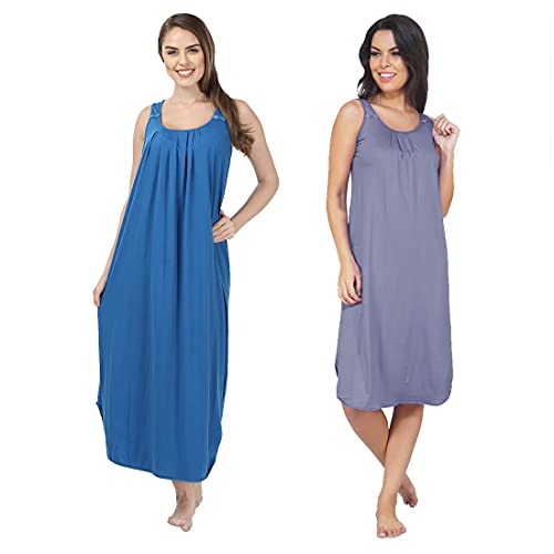 Image of BLAZON Women's Cotton Hosiery Solid Maxi Nighty Slip (Pack of 2) Available Sizes: S, M, L, XL, 2XL, 3XL, 4XL, 5XL