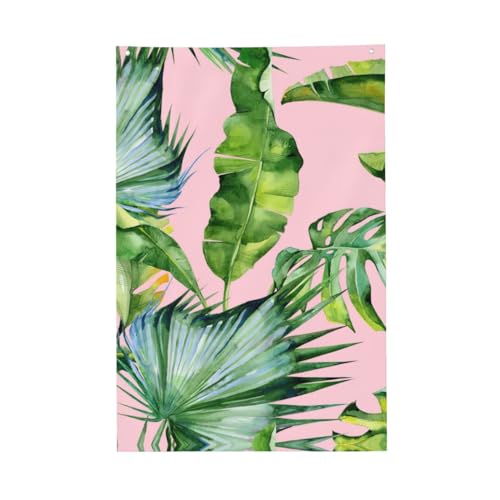 Drapeaux de jardin d'hiver avec feuilles de bananier fraîches, drapeaux pour décoration de maison et jardin