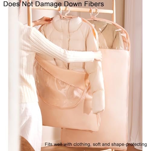 Garment Bags for Hanging Clothes with Enlarged Viewing Window, Compressible, 6in Thickened Sides, for Cotton Coats, Sweaters, Down Jackets(58x110cm/23x43in)3