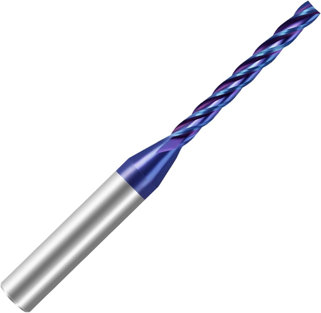 NACO Coating Up Cut Spiral CNC Router Bit 1/4 inch Shank 1/8 inch Cutting Diameter End Mill for Wood Cutting Carving Size 1/8x1-1/4x 2-1/2" STF445 (UPCUT, 1)