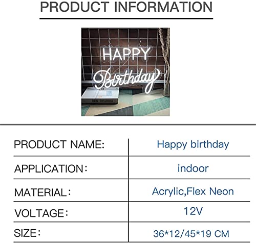 Dvtel Happy Birthday Neon Sign Led Modeling Light Luminous Letters Signboard Acrylic Panel Neon Decorative Light Hotel Restaurant Bar Coffee Shop #TOP3