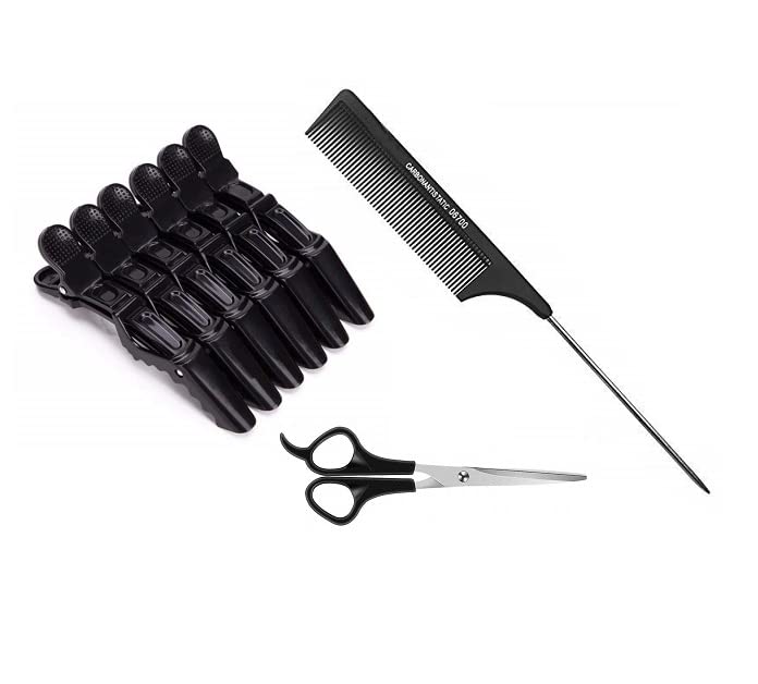 Bigwheels Combo Of Black Crocodile Setting Clip, Hair 06700 Comb And Hair Cutting Scissor-image-26