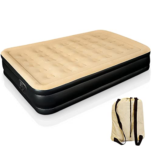 Crystals Inflatable High Raised Double Air Bed Mattress With Builtin Electric Pump