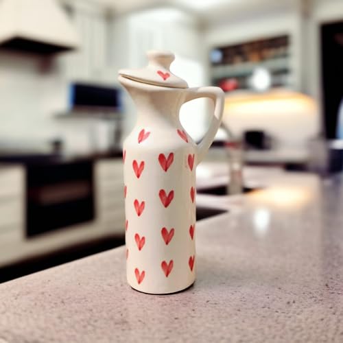 Image of MALAIKAH Ceramic Oil Dispenser Heart Pack of 2 for Kitchen, Dining, Gifting, Home & Kitchen Decor