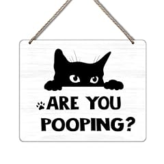 Funny Black Cat Bathroom Hanging Sign