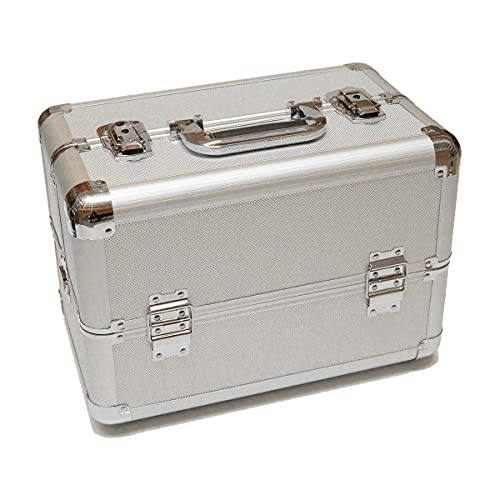 Maleta Profissional Grande para Maquiagem (Prata)