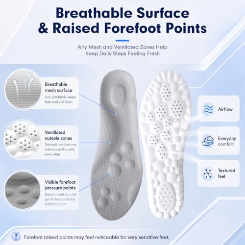 4D Cloud-Like Comfort Soles for Men - Soft Memory Foam Cushioning Insoles - Trim to Fit Steppers Insoles with Arch Support for Foot Pain Relief and Fatigue Reduction(US M 7.5-10.5) — view 4