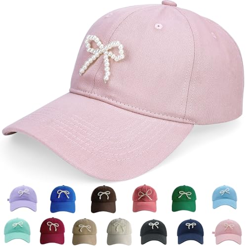 Image of Coquette Baseball Hat Bow Baseball Cap Ponytail Hat for Women Cute Distressed Cap Funny Trucker Hats for Women