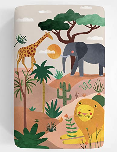 Image of Mini Crib Sheet, Pack n Play or Playard Crib Sheet by Rookie Humans: 100% Cotton Sateen. Use as a Photo Background for Your Baby Pictures. Fits Mini Crib Size (38x24 inches) (Savanna)