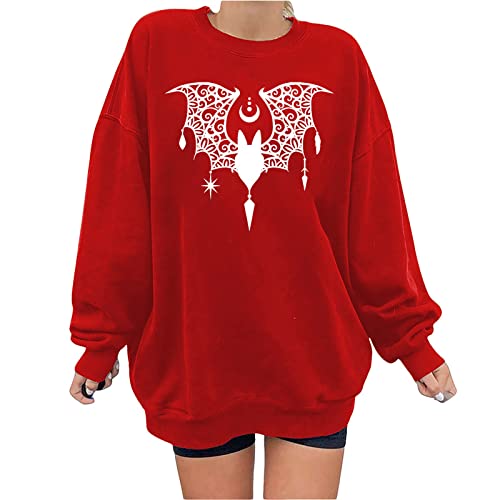 Moletom com capuz feminino para outono e inverno com gola redonda gráfico ajuste solto feriado Hallo