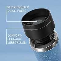 Emsa Travel Mug 360 ml Classic Isolierbecher, Kaffeebecher aus Edelstahl, neuer Komfort-Schraubverschluss, 4h heiß und 8h kalt, 100% dicht, spülmaschinenfest, 360°-Trinköffnung, aquablau, N20211 – Ansicht 3