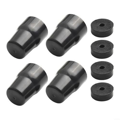 ABS Plastic Radiator Valve Cap Replacement for Heating Pipe and Drain Pipe Valves, Black Flush-Mount Cover with Secure Inner Washer Grip, 2-Pack or 4-Pack, 36mm L x 25mm Bottom Dia x 20mm Top