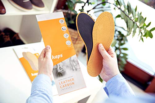 Kaps Set Di 6 Paia Di Solette Per Scarpe In Cuoio Naturale Per Uomo E Donna Con Sottostrato In Carbone Attivo, Inserti Di Ricambio, (Uomo / 9 Uk / 43 Eur) - 2