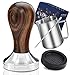 KYONANO Tamper à café 51 mm en Acier Inoxydable de qualité supérieure et Manche en Bois Preto Chacate avec Tapis de Tamper, Pot à Lait [350 ML], Stylo Barista