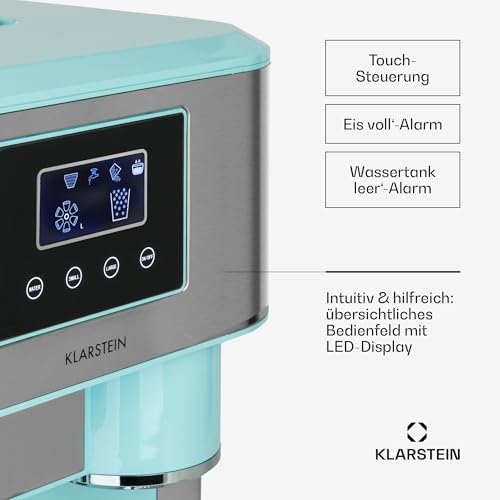 Klarstein Eiswürfelmaschine Klein, 1,8L Eiswürfelbereiter, Eiswürfelmaschine für Crushed und Bullet Eis, Schnelle Mini-Eiswürfelmaschine, Leichte Reinigung, Eiswürfelbereiter für 15kg/24h 5 Klarstein Eiswürfelmaschine Klein, 1,8L Eiswürfelbereiter, Eiswürfelmaschine für Crushed und Bullet Eis, Schnelle Mini-Eiswürfelmaschine, Leichte Reinigung, Eiswürfelbereiter für 15kg/24h