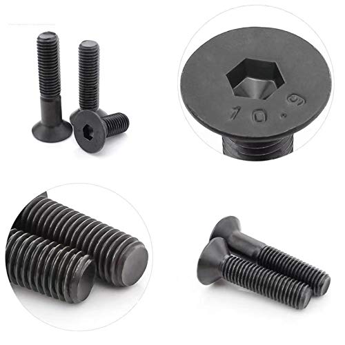 Image of 30 Pcs M6-1.0 x 35mm Flat Head Socket Cap Screws, Alloy Steel Grade 10.9, DIN 7991, Allen Socket Drive,Hex Drive,Black Oxide Finish (M6-1.0 x 35mm)