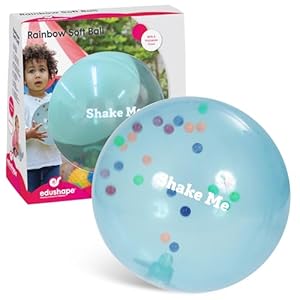 Edushape Rainbow Soft Ball Sensory Ball for Baby and Toddlers – 7″ – Multi-Color Mini Noisemaker Toddler Ball with Colorful Beads Inside – Fine Motor Skills Development Baby Ball Toy