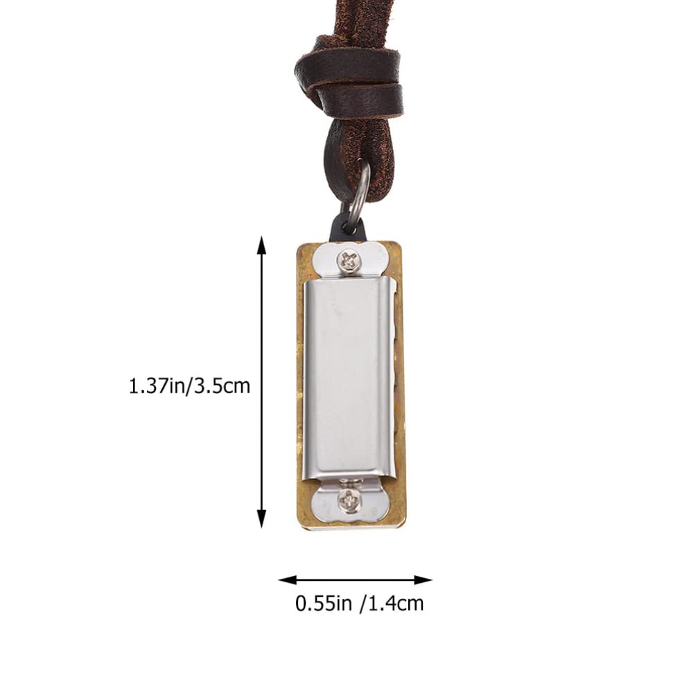 ERINGOGO 2pcs Mini Harmonica Necklace Acordeones Small Harmonica Vintage Leather Necklace Harmonica Holder Working Musical Instrument Harmonica Necklace Pendant Aldult Alloy Baby Collar