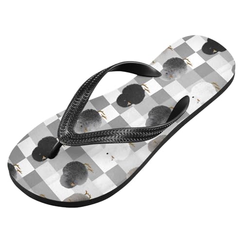 Flip Flop Sandals Grey Birds Print for Women Men Beach Outdoor XS2