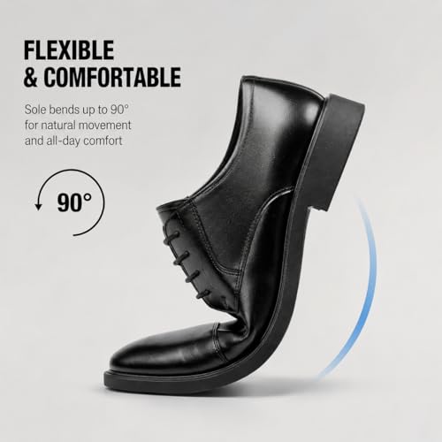 Image of Mens Tuxedo Dress Shoes Classic Formal Oxfords Faux Patent Leather Shoe Lace-up Dress Shoes for Business Wedding Suit Black