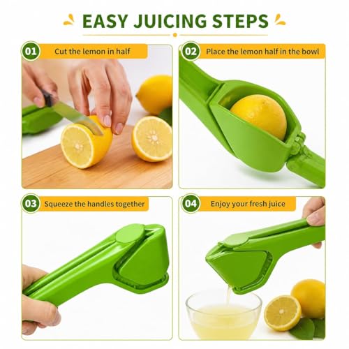Image of Heavy Duty Manual Lemon Squeezer | Hand Press Citrus Juicer with Deep Bowl Design | Non-Slip Grip | Seed-Free Juice Extractor for Lemon, Lime & Orange | Kitchen Tool (green)