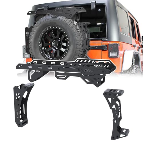 Universal Spare Tire Cargo Basket with Quick Release Spare Tire Mount Rack & Step Ladder | Fits 3040 Tires | 3-in-1 Off-Road Storage for SUVs & Jeeps | Compatible with Fuel Cans & Traction Boards