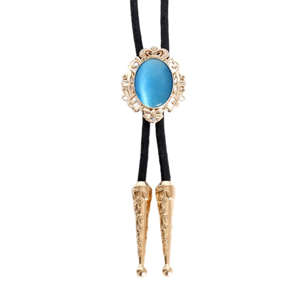 Poirot-Krawatte, Männer Kunstleder Seil Krawatte Hochzeit Halskette mit Metall Blume Krone Stein Schmuck Western Cowboy Neckwear