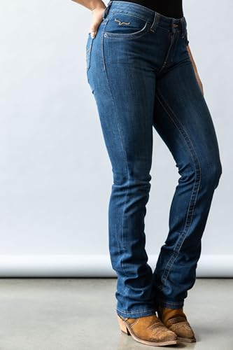 Kimes Ranch Women's Betty 17 Western Modest Bootcut Mid Rise Straight Fit Extra-Durable Shape-Saving Blue Jean3