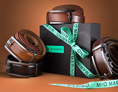 Mio Marino Ratchet Belts for Men - Genuine Leather Dress Belt - Automatic Buckle - Horseshoe - Mahogany - Adjustable from 48" to 64" Waist2