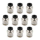 Peso: 63g Heschen Conexiones rápidas PC6-02 6mm Push In Joint Thread Male 1/4\"Conector neumático Quick Fittings 10 piezas